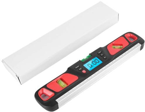 1 livella digitale con inclinometro, righello con scala orizzontale, display LED elettronico, goniometro, base magnetica(Red)