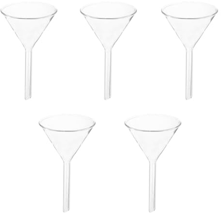 HIAKDOFT Embudo Triangular de Vidrio 60 Mm, Embudo Sólido para Laboratorio Químico, Resistente y Reutilizable, 5 Piezas, Adecuado para Análisis y Experimentos Químicos en Laboratorio