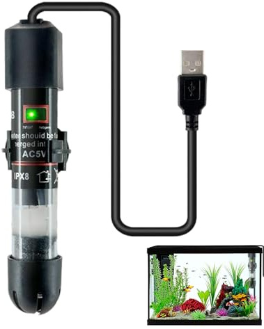 Calentador de agua genérico para acuario – 10 W impermeable sumergible | Calefacción de acuario USB Mini – para Kui, tortuga, Bernard-, salón, dormitorio, oficina, apartamento, dormitorio