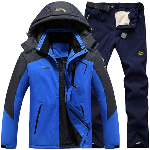 Skianzug Herren 2 Teilig Wasserdicht Warm Skijacke und Hose Ski Set Winter Schneeanzug Männer Snowboardanzug Atmungsaktiv Outdoor Skibekleidung Winddicht Gefüttert Zweiteiler Outfit Skioverall Kombi