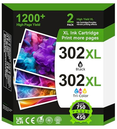 302XL Cartuchos de Impresora Sustitutos de los Cartuchos Originales HP 302 Color Negro,302 XL Cartuchos para HP OfficeJet 3831 3833 3830 3832 3835 4650 DeskJet 3630 3632 2130 3639 Envy 4520 4525 4527