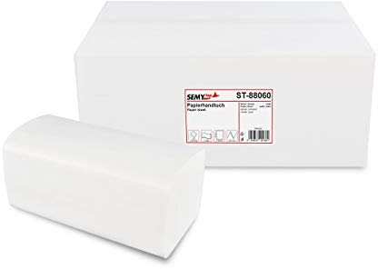 Semy Top Papierhandtuch, 2-lagig, ZZ/V Falz, 25x21 cm, weiß, 1er Pack (1 x 4000 Stück), ST-88060