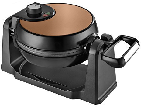 Kalorik Wendbares Edelstahl-Waffeleisen, 1000 W, Runde Backplatten, Kupfer/Chrom, TKG WM 1050 CO