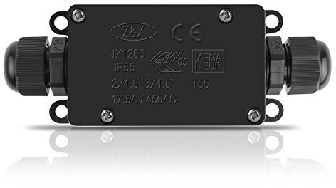 DC Voltage IP65 Waterproof 2 Way Electrical Box for Outdoor Cable Connections Junction Box External Electrical Black Wire Connector Box for Outdoor