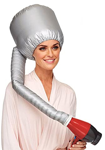 Portable Hair Dryer Bonnet Attachment for Hair Styling, Hair Color, Hair Condition and More - Silver