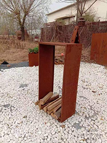 Zen Man Kaminholzregal Garten Rost Metall - Kaminholzunterstand Holzregal für Kaminholz - B35*L40*H78cm 031590