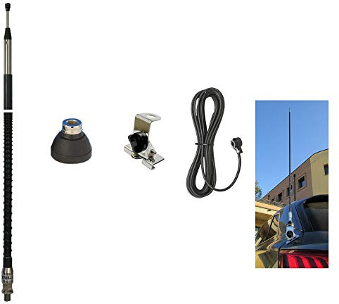 Kit CB SIRIO KIT3 con Antenna in fibra Twin-Log 3 da 94,5cm e 900W (s.t.), Base 3/8, Supporto Antenna Inox Inclinabile 2 direzioni, Cavo 4mt RG 58