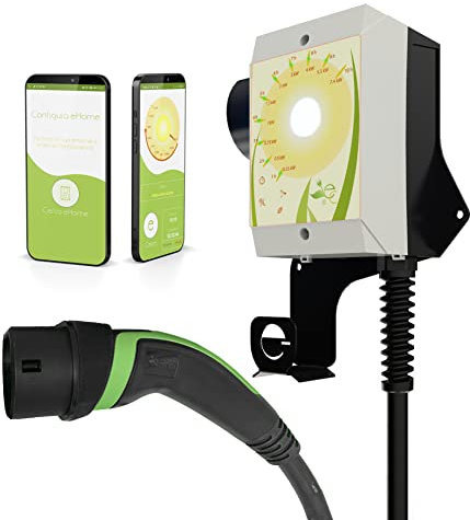 E-Corner Wall-Box| MADE IN ITALY| Caricabatteria per veicoli elettrici con connettore Tipo 2| Potenza regolabile fino a 7.4kW 32A| La stazione più compatta presente oggi