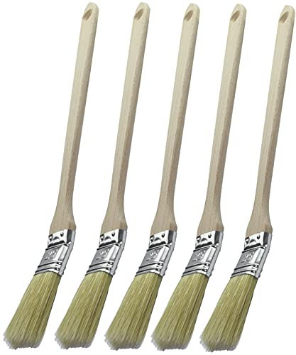 AERZETIX - C49999 - Satz von 5 - Naturborstenpinsel Flache Heizkörperpinsel Abgewinkelter für Heizkörper Ecke - 325x25mm - für lackierte Leimfarbe - Holzgriff - Malwerkzeug Lackdekoration Renovierung