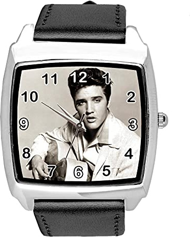 Reloj cuadrado de cuero negro para fans Rock and ROLL E3