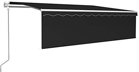vidaXL Gelenkarmmarkise Automatisch mit Jalousie Markise Sonnenmarkise Balkonmarkise Sonnenschutz Sichtschutz Garten Terrasse Balkon 5x3m Anthrazit