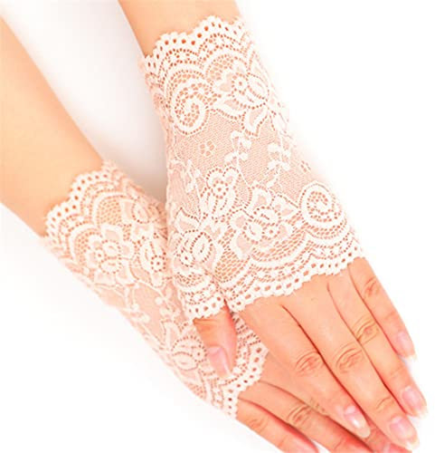 Asudaro Damen Spitzenhandschuhe, 1 Paar Fingerlos Spitzen Handschuhe Sonnenschutzhandschuhe Damen Blumen Spitzenhandschuhe Kurze Braut Handschuhe für Hochzeitsfeier Kostümzubehör,typ 7