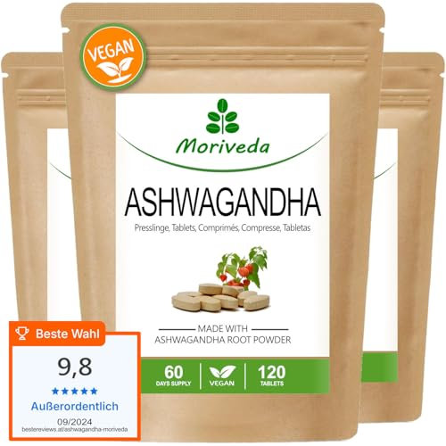 Ashwagandha Compresse 2000mg -100% polvere di radice-180 giorni di fornitura- prodotto naturale di alta qualità -vegano e senza glutine- bacca indiana del sonno - equilibrio -da MoriVeda-360 compresse