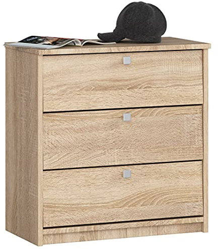 3E 3xE living.com 3xEliving Schuhschrank Deanna 4, Schuhkipper, Schuhregal für Flur mit 4 Klappen in Sonoma Eiche