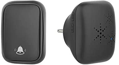 150M Longue Distance 38 Chansons Sans Fil 433.92MHz Sonnette de Porte Extérieure Sans Fil Mini Sonnette EU IP44 Carillons de Porte Pour la Salle de Classe à la Maison (Noir)