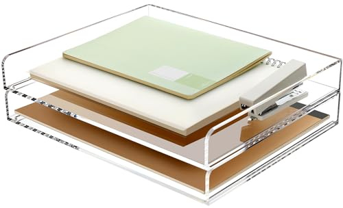SANRUI Stapelbare Briefablage aus Papier, A4-Aktenablage, Schreibtisch-Organizer, Acryl-Schreibtisch-Organizer und Zubehör, transparenter Arbeitsplatz, Bürobedarf, Organizer