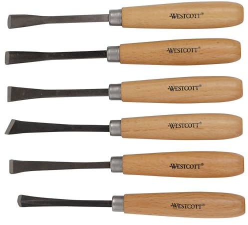 Westcott CarboTitanium Deluxe Carving Tools Set for Wood Working, Soap Carving, Print Making, Clay Sculpture, 6-Piece Set