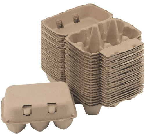 LEXININ 30 PCS Egg Boxes Cardboard for 6 Eggs, Half Dozen Paper Egg Cartons for Farm Home Storage