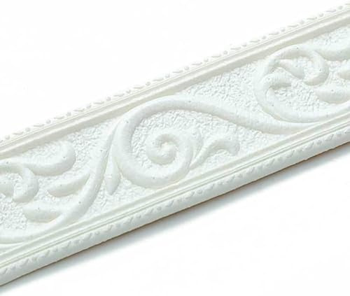 Modanatura flessibile da parete, impermeabile, 3D, autoadesiva, per bordura da parete, fai da te, in schiuma, per casa, ufficio (5 rotoli, bianco)