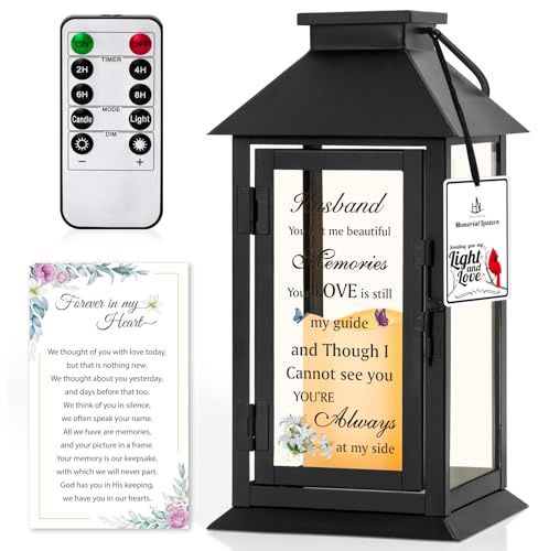 HN HAIINAA Regalo conmemorativo por la pérdida del marido, linterna conmemorativa por la pérdida del marido, regalo de condolencias, regalos de duelo por pérdida del marido, linterna de condolencias