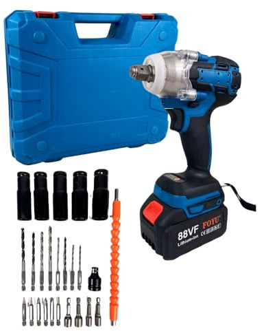 Trapano Avvitatore ad Impulsi a Batteria, Avvitatore Massa Battente, Coppia 500MN 2 Batterie da 68V 6AH Motore Brushless 3000 RPM, Base di Ricarica Veloce, Valigetta con Accessori