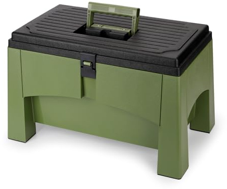 Yolco ST2 Green 3-in-1 Camping Trittstufe & Aufbewahrungsbox für Wohnmobil & Wohnwagen mit Werkzeugeinlage, Belastbar bis 200-kg