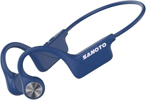 SANOTO Bone Conduction Headphones, Open Ear Headphones IPX5 Sweatproof Bluetooth 5.3, Sports Headphones for Runners Bicycle Cycling Fitness Running headphones Blue