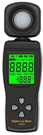 Belichtungsmesser, Light Meter 0~200000Lux Range Light Meter Pocket Design Light Meter Lux/FC Light Meter Tester Umweltprüfung Grau Handheld Solar Power Tester