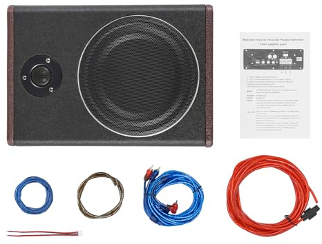NaMaSyo 600W Ultra Slim Active Car Subwoofer Under-Seat Powered compact Active Car Subwoofer 8 in subwoofer Built in Amplifier