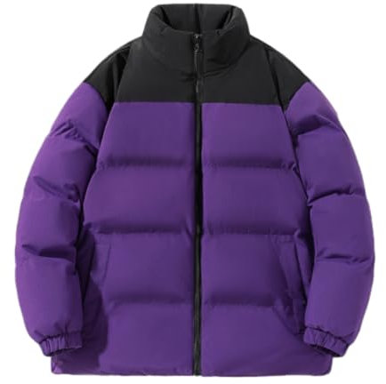 BERCIELY Jacke Herren Verdicken Warm Trend Baumwolle Jacke Herren Leichte Mode Casual Kältejacke Herren Outdoor Reise Skifahren Winterjacke Herren F-Purple M