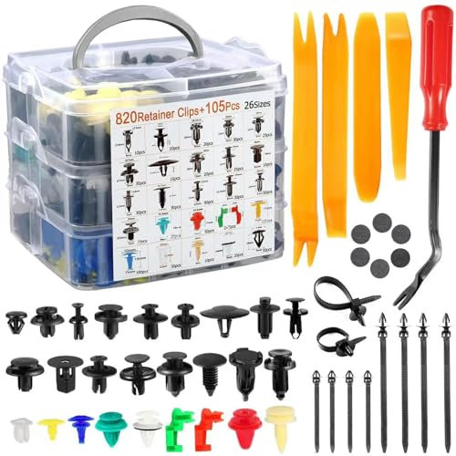 Sudnsadaks 925 Pcs Rivetti in Plastica per Auto, Clip Fissaggio Pannelli Auto, Universali di Clip Fissaggio Auto, Morsetti Paraurti Protezione, Clip per Rivetti in Plastica con Strumenti Rimozione