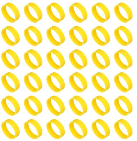 sourcing map 50Pcs Silicone Rubber Bands,20mm/0.8 Rubber Bands Rings Cable Ties Strong Elastic Bands Non-Slip for Cord Wrapping Bag Wraps, Yellow