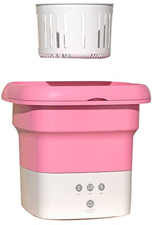 Agwuoetr Lavadora PortáTil, Minilavadora, Limpieza, Luz Azul, Medio Lavado AutomáTico, para Apartamento, Viaje, Enchufe de la UE