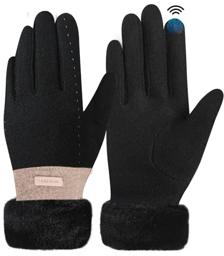 Omtofo Gants Hiver Femmes, Polaire Chaude éLastique pour Femmes, Gants d'hiver Tactiles pour Le Ski Cyclisme RandonnéE Conduite