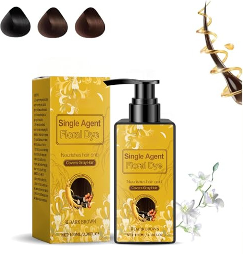 Nourishing Plant-Based Hair Color, Pflegende Pflanzenhaarfarbe, Natürliche Pflanzenhaarfarbe, Sanfte Lang Anhaltende Haarfarbe Auf Pflanzenbasis Für Erwachsene (DarkBrown)