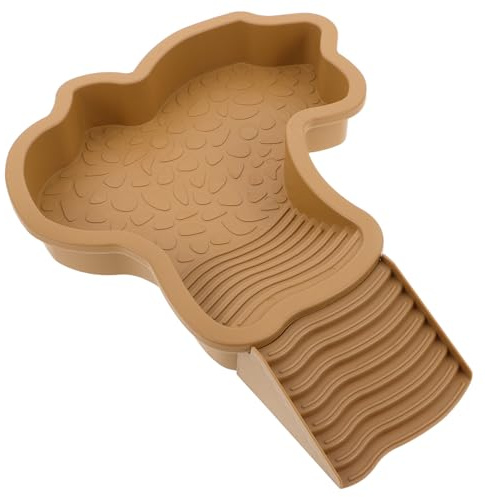Veemoon Bassin pour Tortues et Reptiles Grand Format en Plastique Stable avec Rampe Antidérapante, Plateau de Repos Spacieux Marron Clair pour Baignade, Abreuvoir Multifonction Adapté