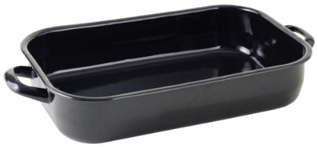 Krüger Karl Vierkantpfanne, Bräter, Bratpfanne, emailliert, 36 x 22 x 7 cm Rand, Schwarz