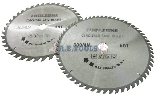 2pc 300mm x 30mm TCT circular saw blades 40 and 60 teeth with adapter ring TE517