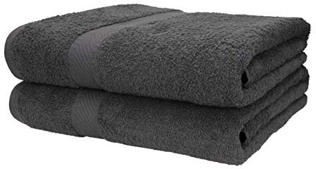 Betz 2 Stück Duschtuch Badetuch Düschtücher Set Palermo 100% Baumwolle Handtuch Strandlaken Größe 70 x 140 cm Farbe anthrazit