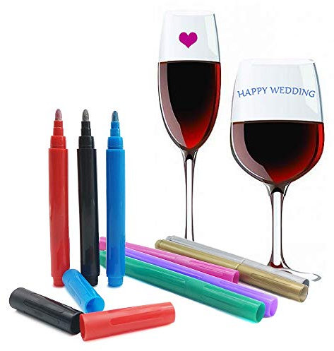 CNYMANY - 8 pennarelli per bicchieri da vino, cancellabili e lavabili, per vetreria, Plastica
