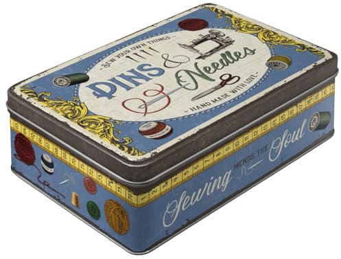 Nostalgic-Art Contenitori di Latta retrò Piatti, Pins & Needles Box – Idea Regalo per Amanti della Nostalgia, con Coperchio, Design Vintage, 2,5 l