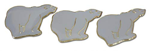 3-Piece Polar Bear Animal Pride Lapel Pin or Hat Pin & Tie Tack Set with Clutch Back by Novel Merk