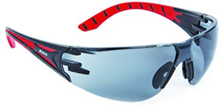 Riley Stream Red Safety Glasses for Work - Lightweight Sports Style Eye Protection Glasses with Adjustable Nose Bridge for Outdoor Activities