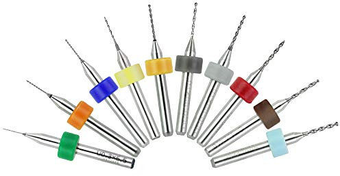 KBNIAN 10 Stück PCB Micro Bohrer Set Spitze Spirale Flöte Hartmetall Bohrer 0,3-1,2 mm Micro Spiralbohrer Metallbohrer für Leiterplatten, Glas, Faser, Harz, Bernstein