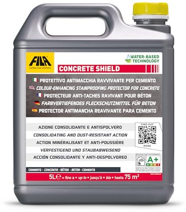 FILA Surface Care Solutions, CONCRETE SHIELD, Protettivo Ravvivante per Cemento, Liquido Impermeabilizzante per esterni e interni, Idrorepellente Pavimenti Rapido e Pronto all'Uso, 5L