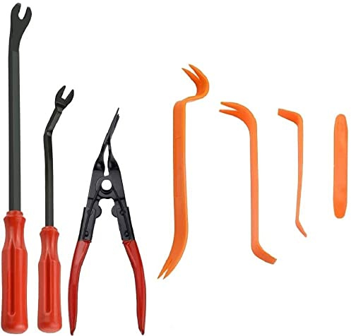 BUZIFU 7 en 1 kit d'outil de démontage Audio de Voiture 6/8inch Clip Pinces Fastener Remover Kit Demontage Garniture Auto Jeu d'outils de démontage de Garnitures Automobiles Outil de Suppression Audio