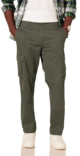 Amazon Essentials Men's Straight-Fit Breathable Stretch Cargo Pants (Available in Big & Tall), Olive, 52W x 28L