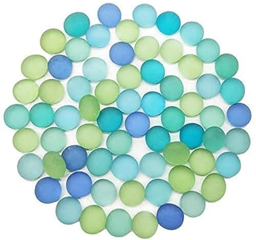 HappyFiller 2 Lb Matted Flat Marbles, Sea Glass Gems for Vase Fillers