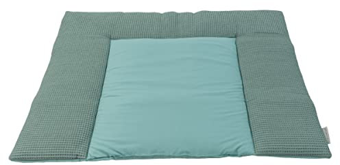 ULLENBOOM ® Wickelauflage 85x75 cm Waffelpiqué Salbeigrün (Made in EU) - Wickelunterlage Waschbar und für Unterwegs geeignet, Bezug: 100% OEKO TEX Baumwolle, Wickeltischauflage 75x85