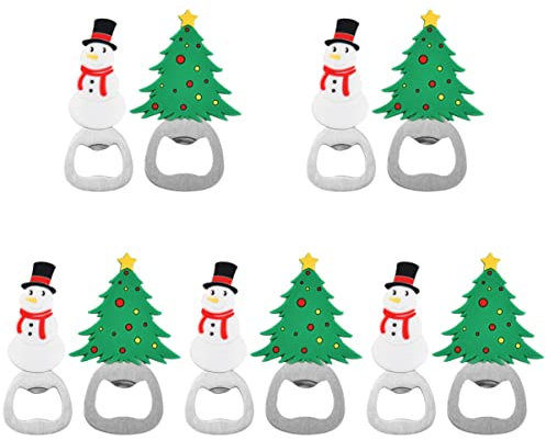 jojofuny 10pezzi Apribottiglie Natale Apribottiglie Forma Albero e Pupazzo Strumenti Per Feste e Decorazioni Natalizie e Leggero e Bar
